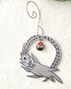 Here & There - Metal Ornament with Sand Charm