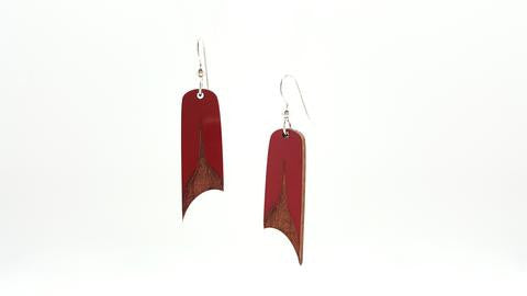 U-Shape Laser Cut Earrings - Crimson
