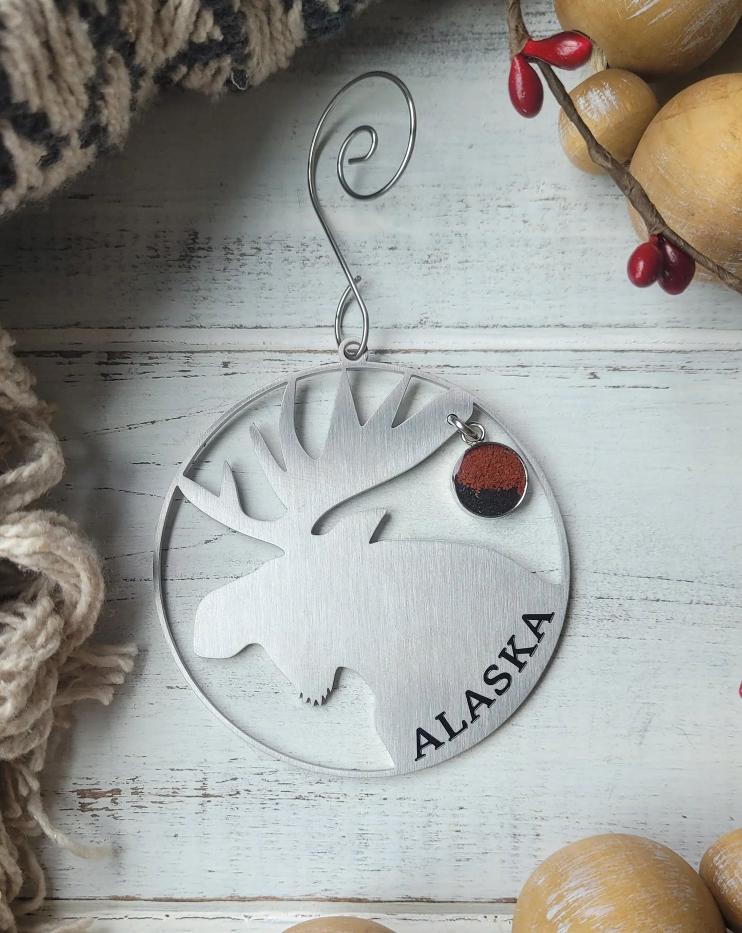 Here & There - Metal Ornament with Sand Charm