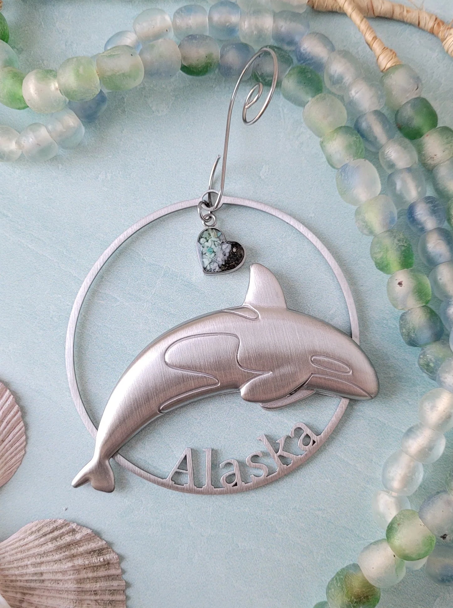 Here & There - Metal Ornament with Sand Charm