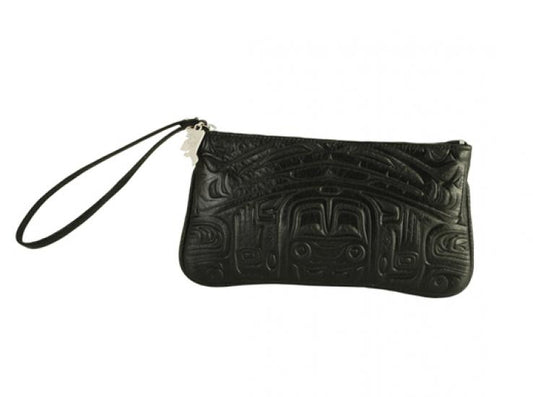 Bear Box Wristlet Leather - Black