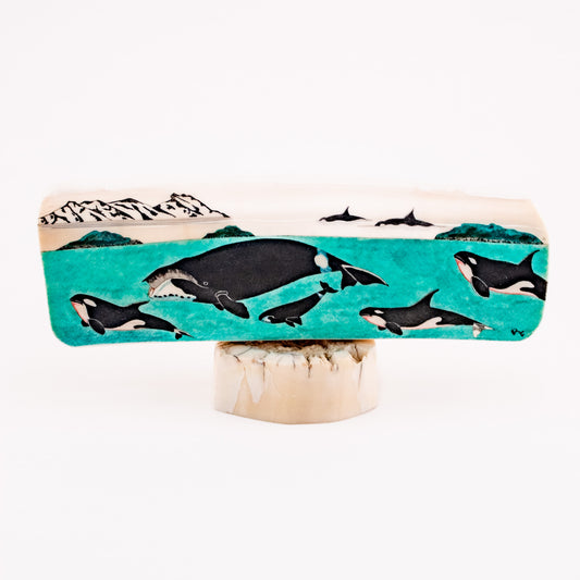Bowhead Whale and Orca Scrimshaw