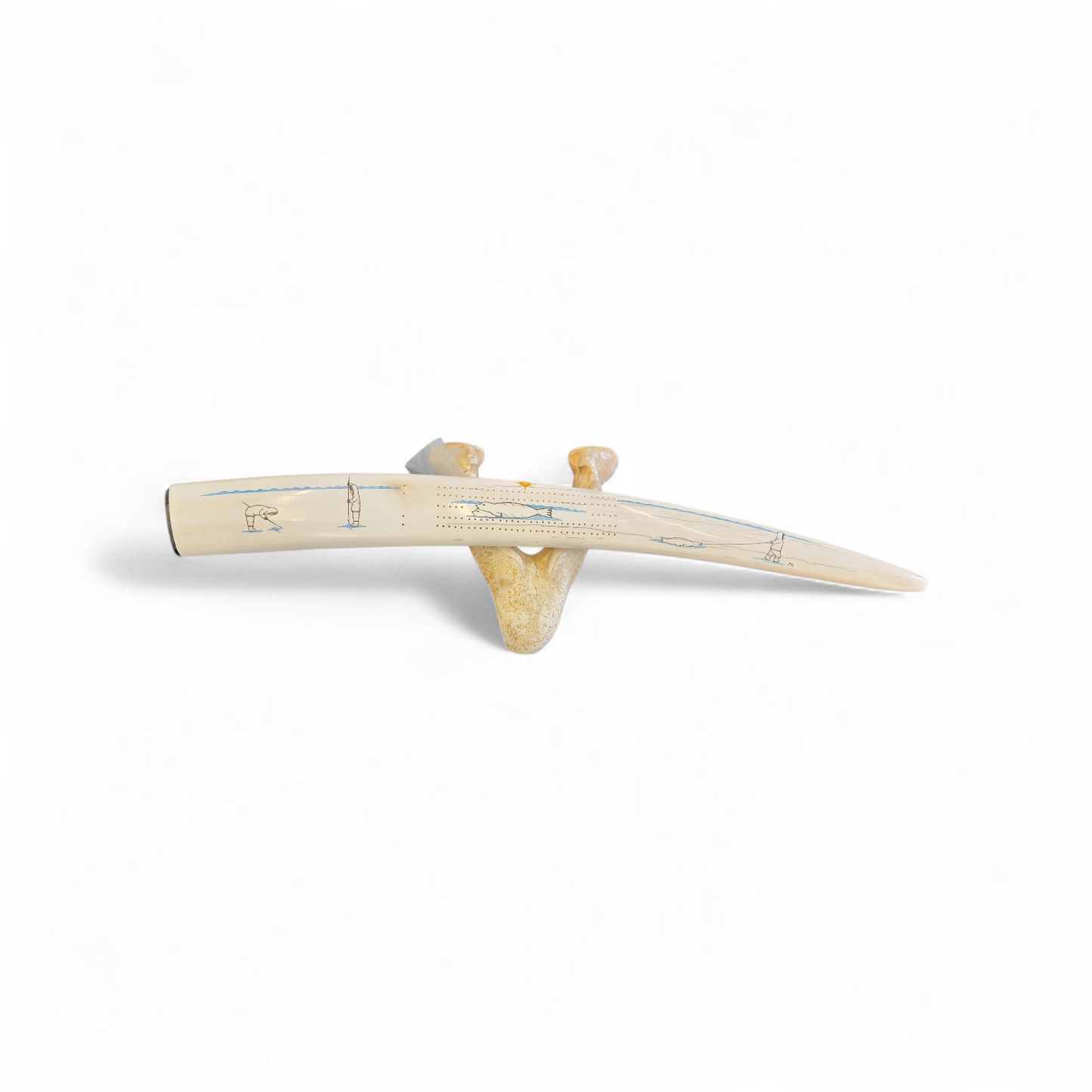 Leon Kinneveauk - Walrus Tusk Scrimshaw Cribbage Board