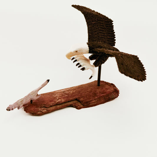 Robin Fields - Eagle Chasing Prey Ivory Carving