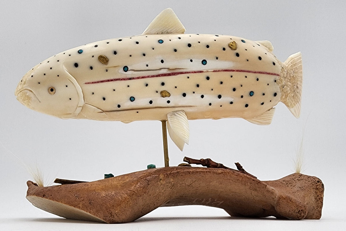 Dennis Pungowiyi - Large Ivory Salmon on Jaw Bone