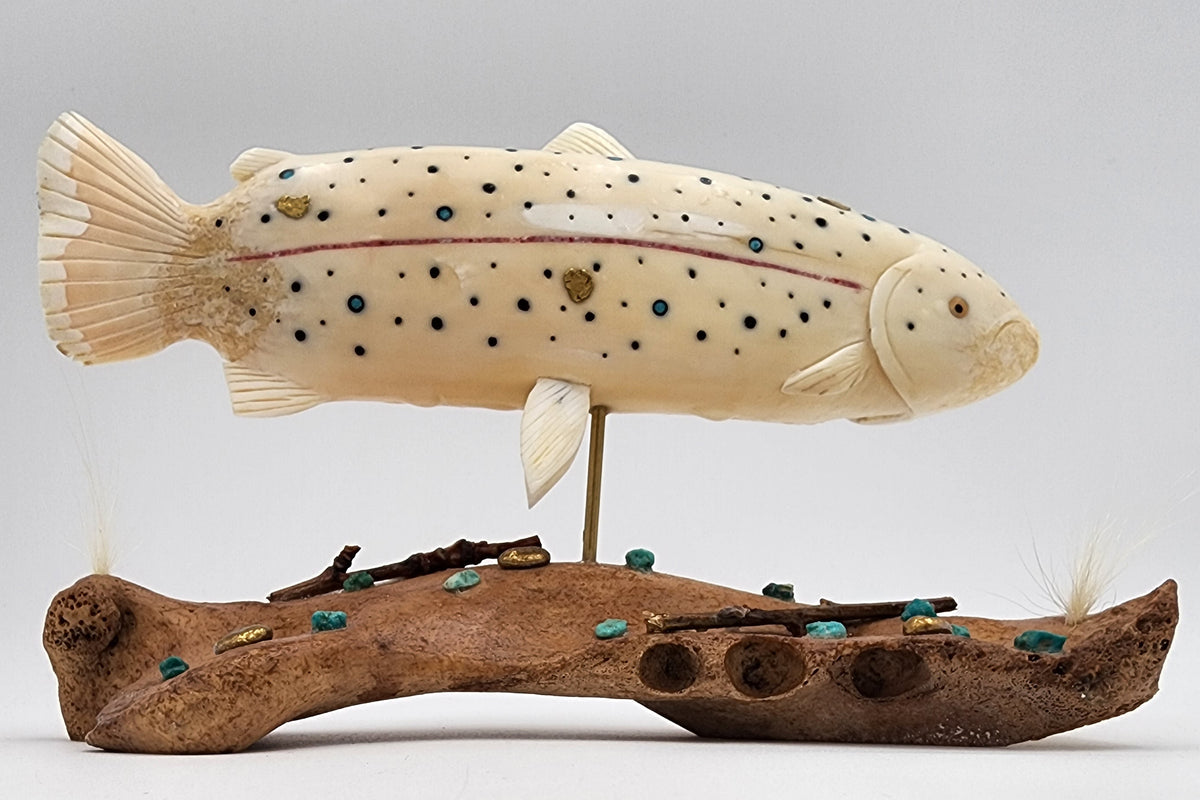 Dennis Pungowiyi - Large Ivory Salmon on Jaw Bone