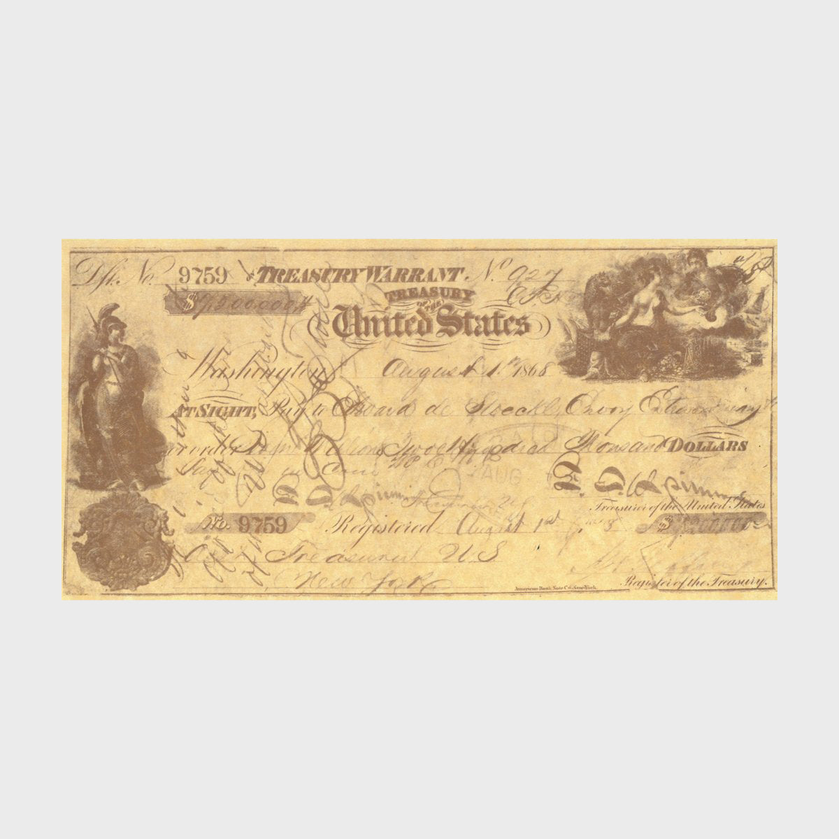 Treasury Warrant - Postcard