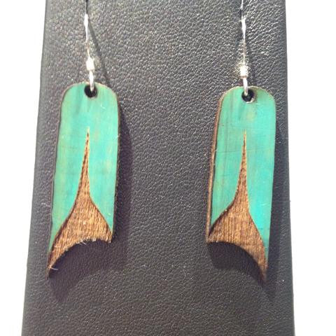 U-Shape Laser Cut Earrings - Teal
